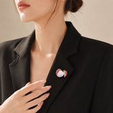 Red Litchi Gold Plated Brooch For Women