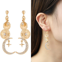 Coin Star Sun Moon Clouds Universe 18K Gold Anti Tarnish Necklace Earring Bracelet Set For Women