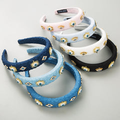 Evil Eye 18k Gold Cubic Zirconia Headband Hair Band Accessories For Women kids