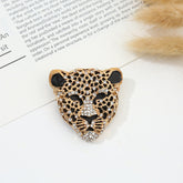 Leopard Face Cubic Zirconia 18K Gold Silver Brooch For Women