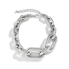 Curb Single Layer Gold Silver Hip Hop Joint Link Chain Necklace For Women