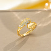 Wrap Design Gold Silver CZ Copper Anti Tarnish Adjustable Fancy Ring