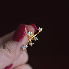 Luxury Gold Silver Celestial Constellation Star CZ Copper Stud Earrings