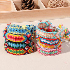Bohemian Rainbow Braided Threads Adjustable Bracelet For Women