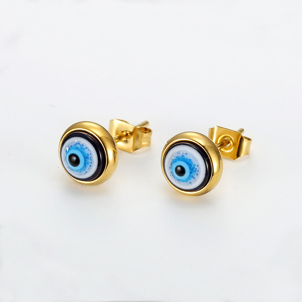 Evil Eye 18K Gold Stainless Steel Anti Tarnish Stud Earring For Women