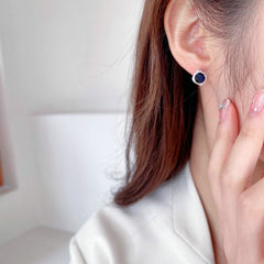 Square Silver CZ Halo Stud Earrings – Anti Tarnish Copper