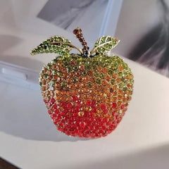 Red Green Apply Gold Plated Rhinestone Brooch For Women
