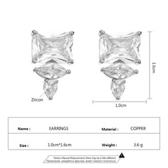 White Yellow Gold Silver CZ Anti Tarnish Copper Stud Earrings