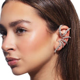 Geometric Rhinestones CZ 18K Gold Silver Ear Clips Earring Pair