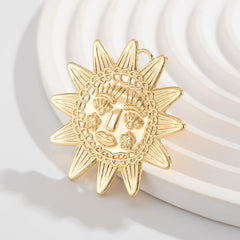 Star Sun Face 18K Gold Silver Big Free Size Ring For Women
