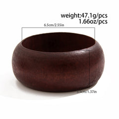 Round Wooden Black Brown Cuff Kada Bracelet For Women