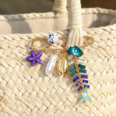 Blue Safety Pin Ocean Fish Charm Gold Brooch For Women