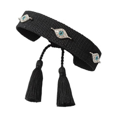 Evil Eye Gold Silver Multicolor Thread Cotton Adjustable Bracelet