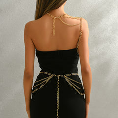 Designer Multi Layer Gold Chain Shoulder Anti Tarnish Copper Necklace