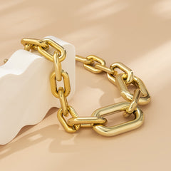 Curb Single Layer Gold Silver Hip Hop Joint Link Chain Necklace For Women