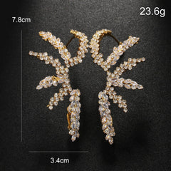 Geometric Rhinestones Cubic Zirconia 18K Gold Silver Ear Clips Earring Pair For Women Group5