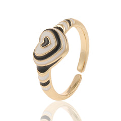 Heart Rainbow Enamel 18K Gold Plated Anti Tarnish Ring For Women