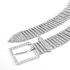 Rhinestone Belt Silver Anti Tarnish Waist Band Waist Belt For Women