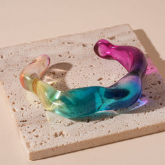 Wave Acrylic Rainbow Transparent Cuff Bracelet For Women
