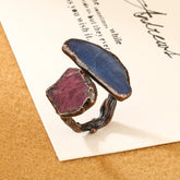 Red Blue Gemstone Crystal Adjustable Ring For Women