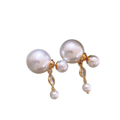 Pearl Cubic Zirconia 18K Gold White Anti Tarnish Stud Drop Earring For Women