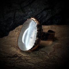 Rows Tone Black Gemstone Crystal Adjustable Ring For Women