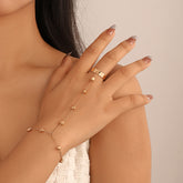 Heart Chain Hand Harness Ring Gold Plated Stainless Steel Bracelet