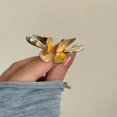 Big Flying Butterfly 18K Gold Silver Adjustable Ring For Women