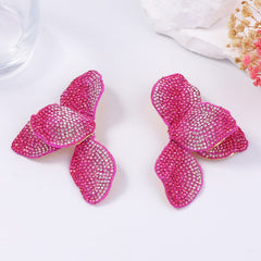 Flower Petals Blue Pink 18K Gold Stainless Steel Dangler Earring For Women Group6