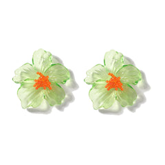 Acrylic Transparent Flower Orange Dangler Stud Earring For Women