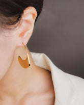 18K Gold Silver Stainless Steel Anti Tarnish Hoop Dangler Earring For Women