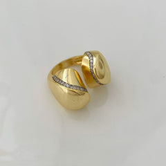 Gold Luxury Geometric Cubic Zirconia Copper Adjustable Ring Bracelet