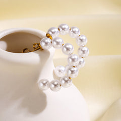 Elegant Faux Gold Pearl Anti Tarnish Stainless Steel Hoop Earrings