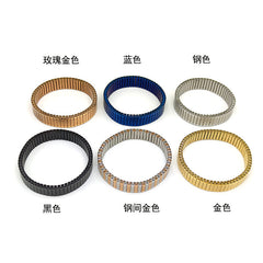 Black Stackable Stainless Steel Anti Tarnish Adjustable Watch Stripe Elastic Bracelet For Women