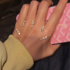 Solitaire Cubic Zirconia Silver Adjustable finders Ring For Women