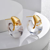 Gold Silver Chunky Shape Plain Copper Hoop Earrings For Women