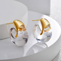 Gold Silver Chunky Shape Plain Copper Hoop Earrings For Women