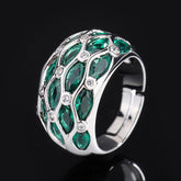 Oval Silver Maroon White Cubic Zirconia Crystal Free Size Ring