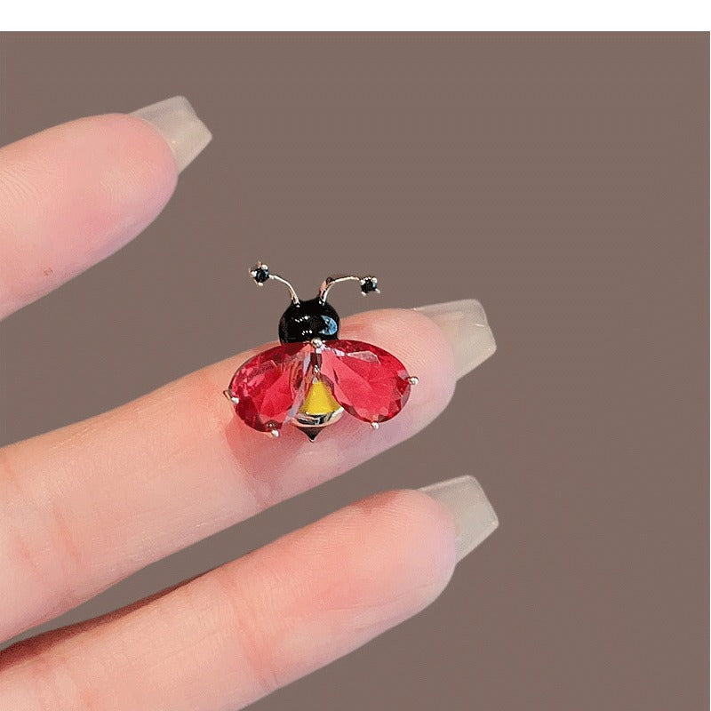Yellow Red Bee Gold Cubic Zirconia Copper Anti Tarnish Brooch Women