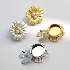 Flower Petals Gold Silver Plated Pearl Brass Anti Tarnish Button Cover