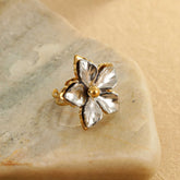 Flower 18K Gold Silver Stainless Steel Anti Tarnish Adjustable Ring For Women