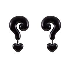 Question Mark Heart Enamel 18K Gold Red Black Anti Tarnish Dangler Drop Earring For Women Group6
