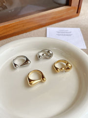 Retro Question Mark Exclamation Mark 18K Gold Silver Anti Tarnish Adjustable Ring For Women