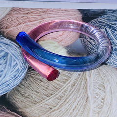 Multicolour Acrylic Resin Yellow Blue Purple Transparent Kada Bangle Bracelet For Women