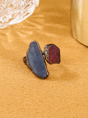Red Blue Gemstone Crystal Adjustable Ring For Women