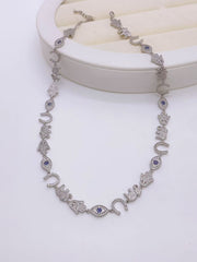 Evil Eye Hamsa Horse Shoe Elephant 18K Gold Silver Cubic Zirconia Necklace For Women