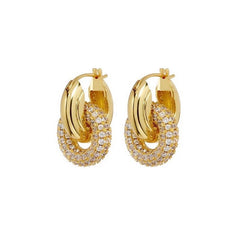 Circle Gold Plated CZ Stainless Steel Anti-Tarnish Hoop Earrings