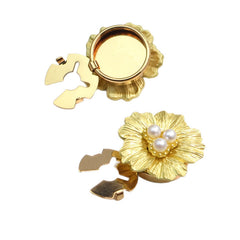 Flower Petals Gold Silver Plated Pearl Brass Anti Tarnish Button Cover
