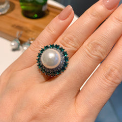 Pearl Green Pink Silver Cubic Zirconia Anti Tarnish Necklace Earring Set For Women