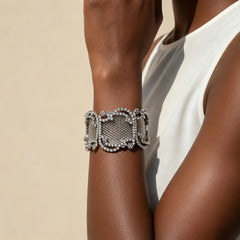 Designer Wide Mesh Link Gold Silver Plated Bracelet For Women